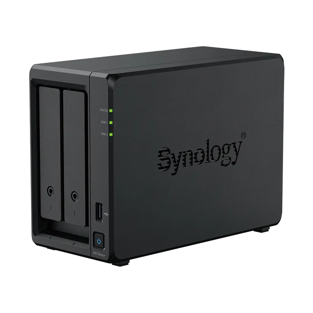Synology DiskStation DS725NEO+ ,2-Bay AMD Ryzen R1600 2-core ,4GB DDR4 ,Diskless NAS - Non Ecc RAM Option