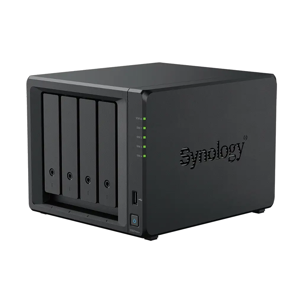 Synology DiskStation DS925NEO+ ,4-bay AMD Ryzen V1500B 4 core 2.2 GHz ,4GB DDR4 ,Diskless NAS Non-ECC RAM Option