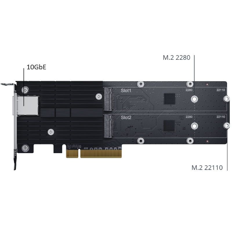 SYNOLOGY E10M20-T1 combo Expansion Card Front View heatsink removed
