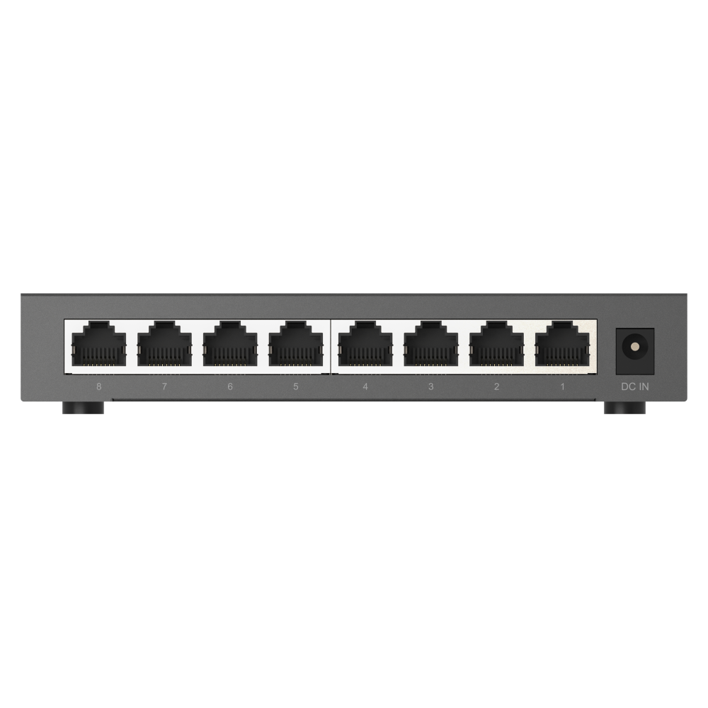 QNAP QSW-1108-8T-R2 network switch back view (I/O ports)
