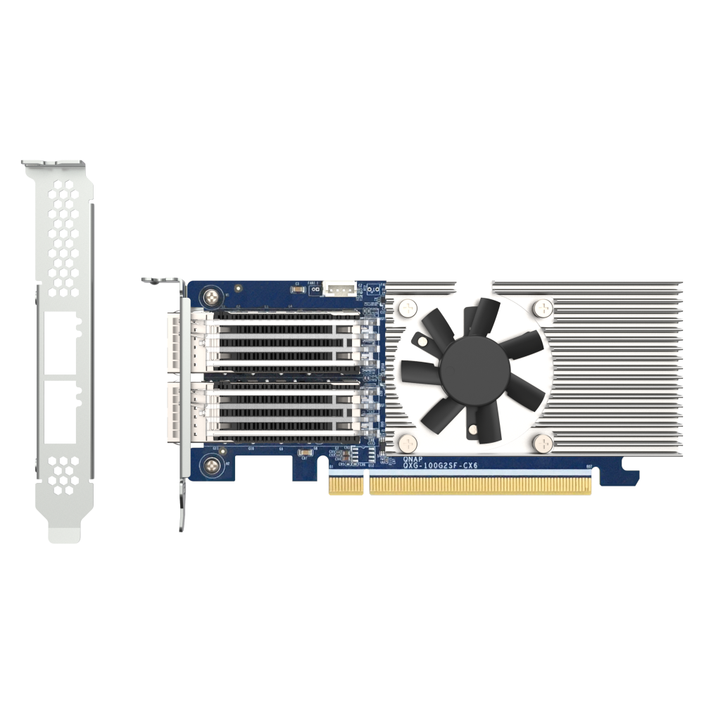 QNAP QXG-100G2SF-CX6 Expansion Card Back View (I/O ports)