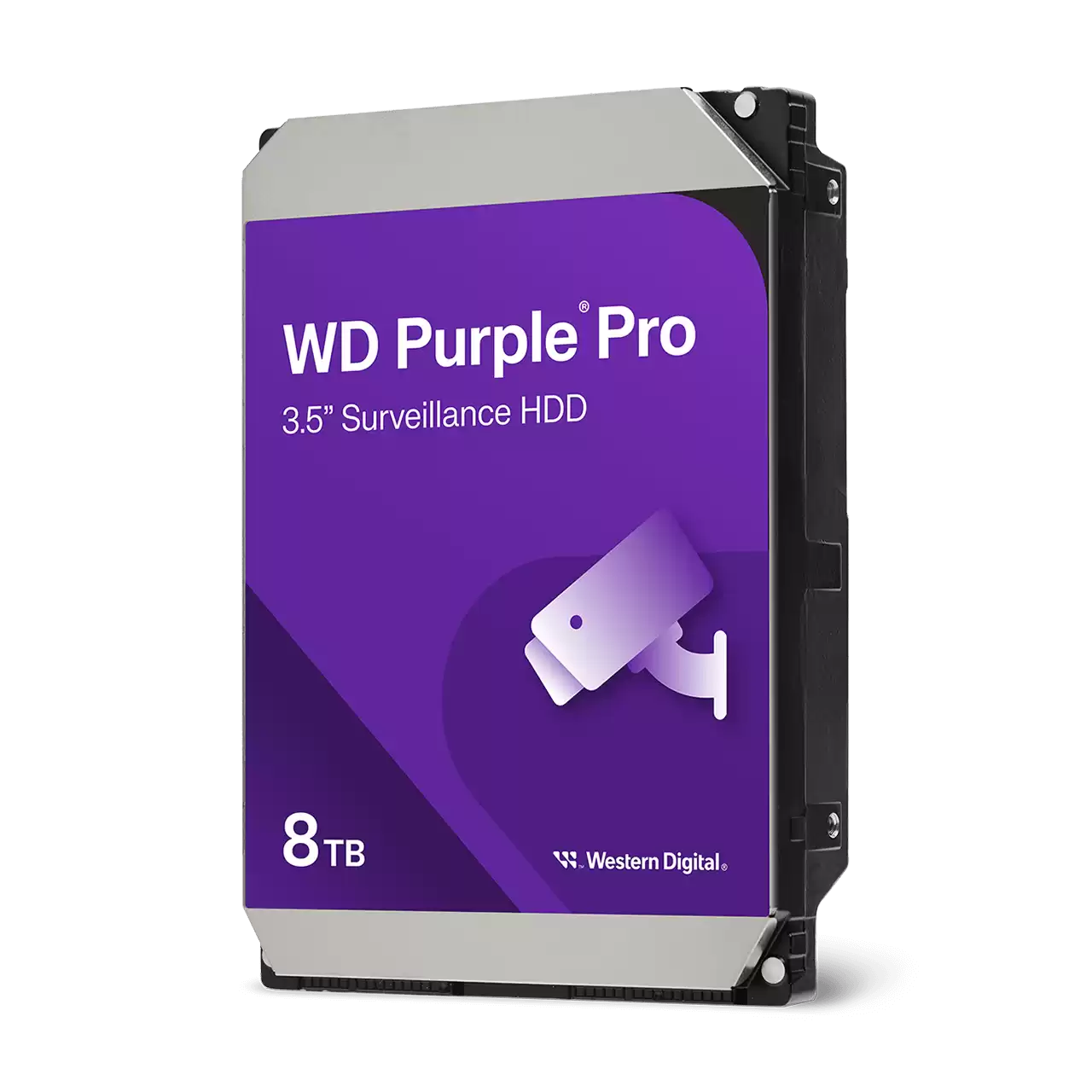 WD Purple Series WD82PURX Hard Drive Angled Front View