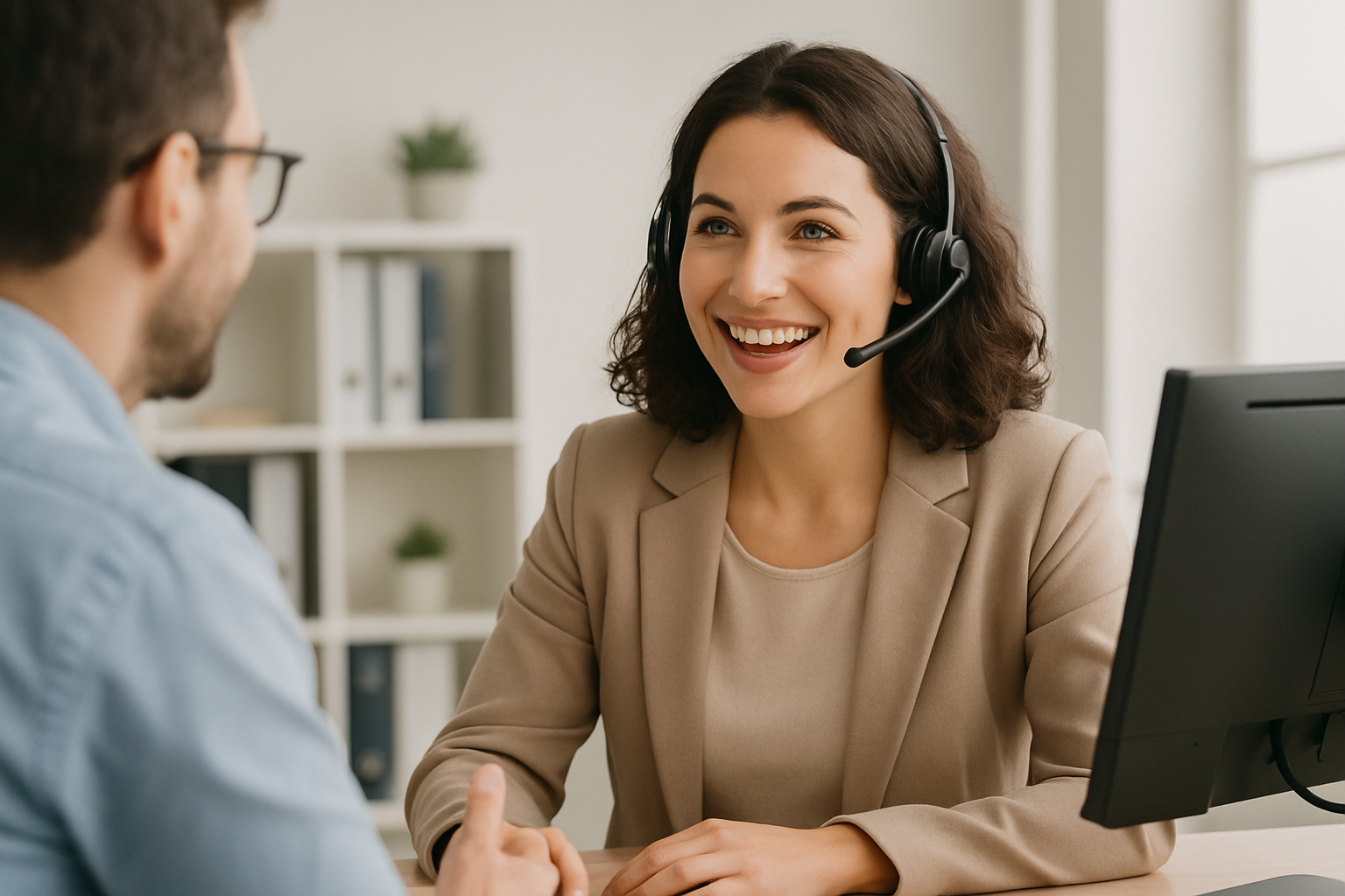 customer support. happy face service the customer