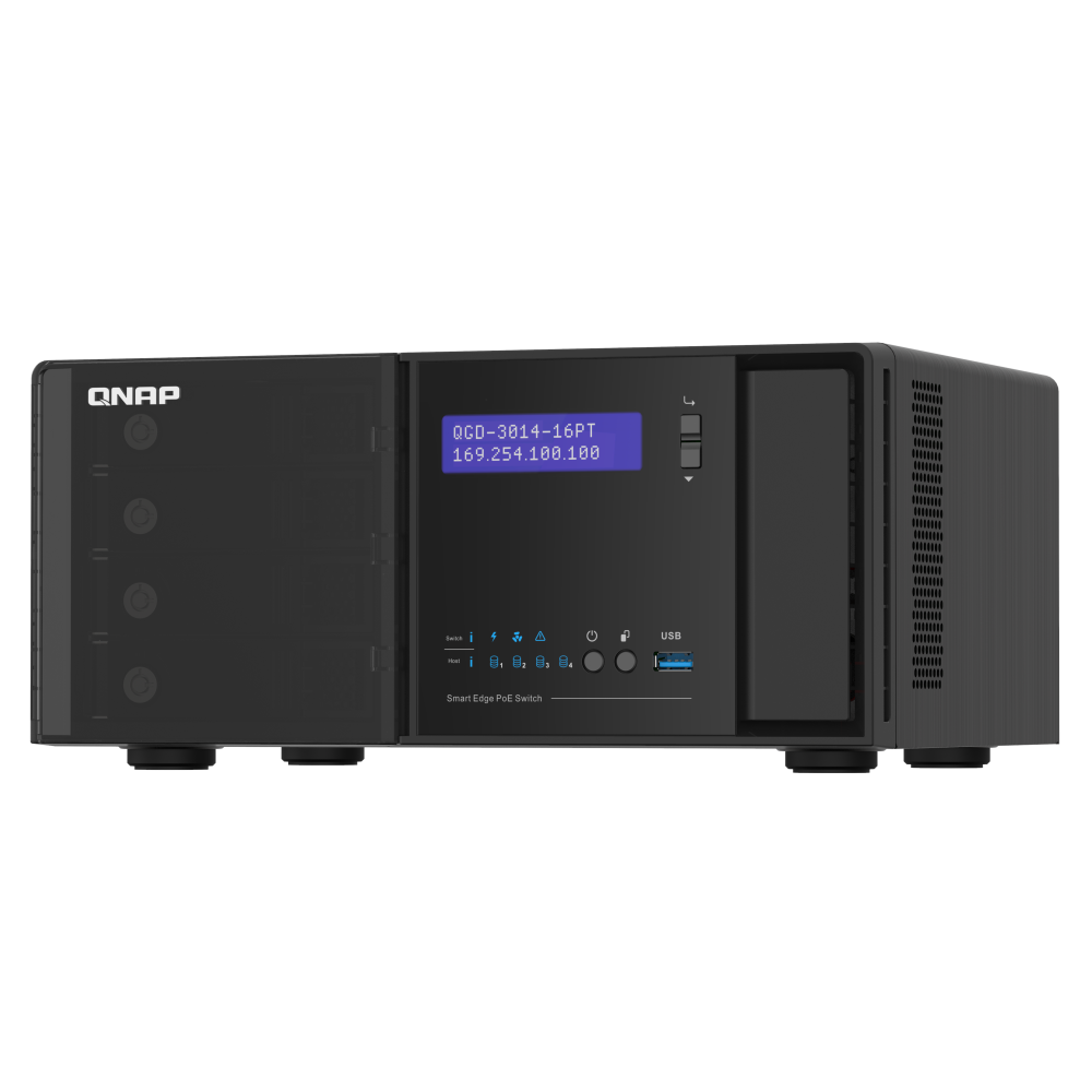 QNAP QGD-3014-16PT Switch Angled Front View