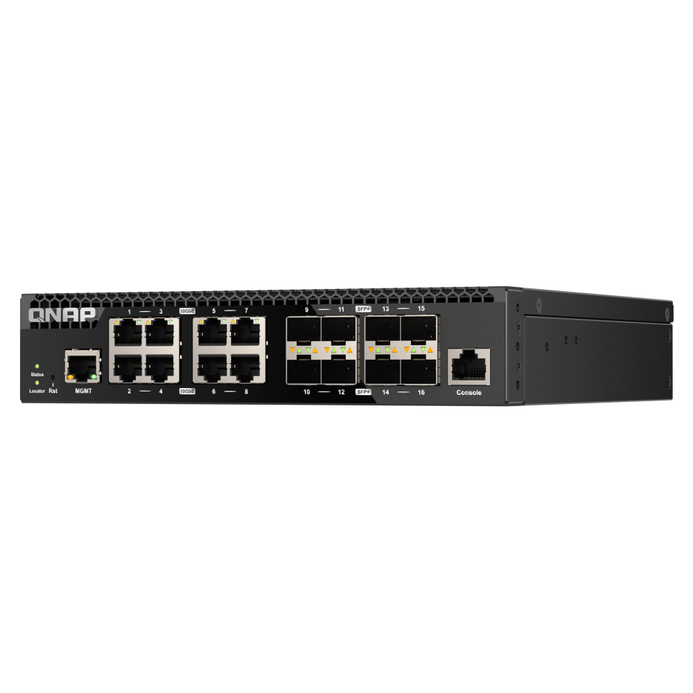 QNAP QSW-M3216R-8S8T Switch Angled Front View