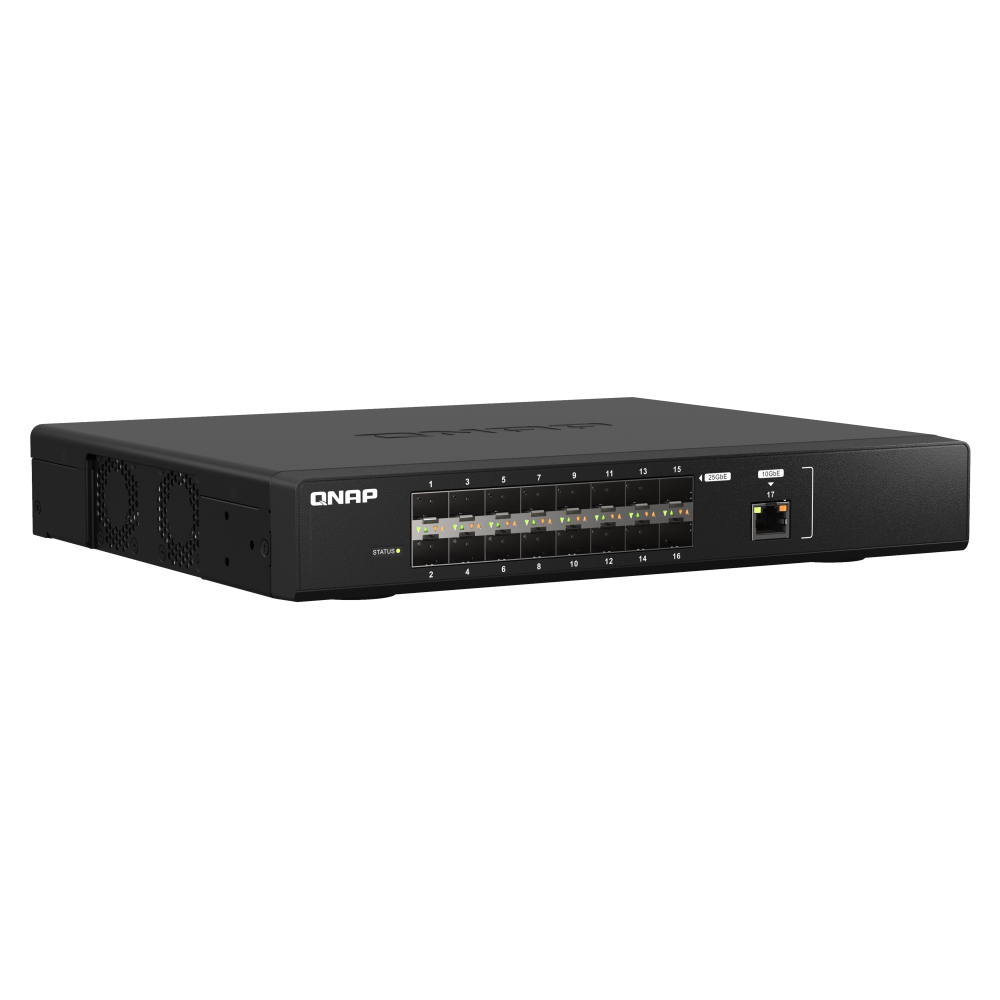 M5216 QNAP QSW-M5216-1T 16 ports 25GbE SFP28 fiber managed switch with one ...