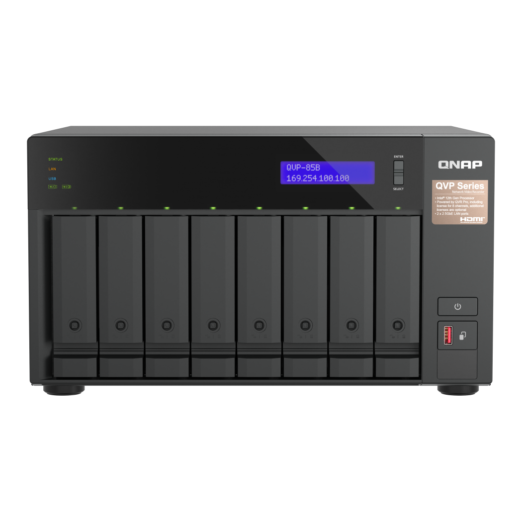 QNAP QVP-85B NVR for Surveillance Side View 3