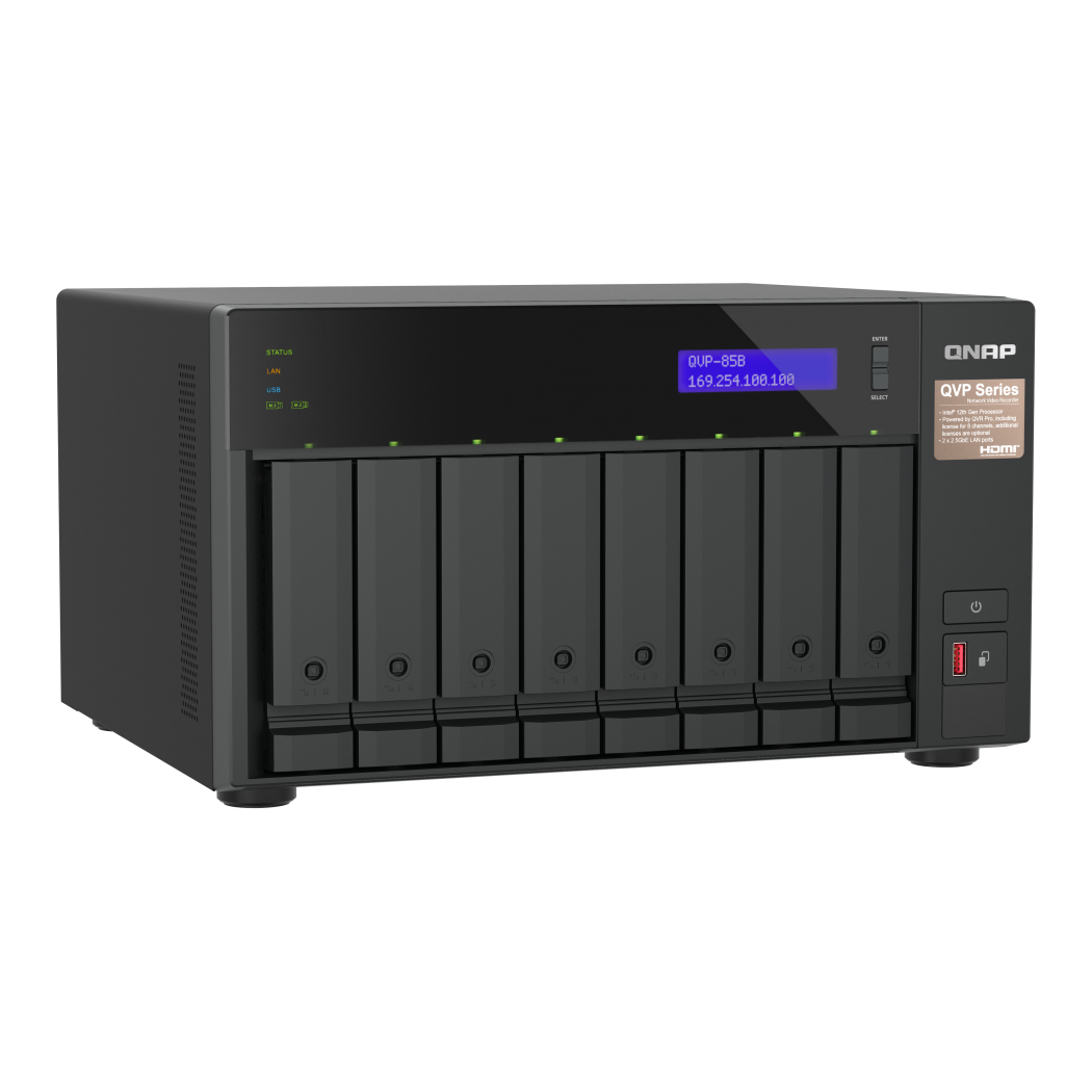 QNAP QVP-85B NVR for Surveillance Side View 4