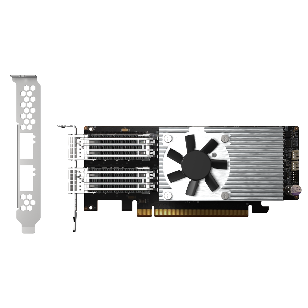 QNAP QXG-100G2SF-E810 Expansion Card Back View (I/O ports)