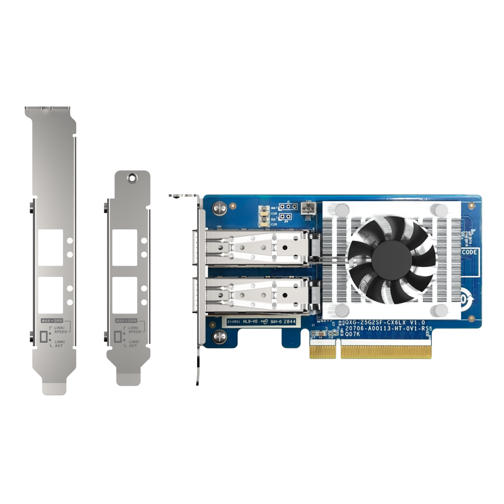 QNAP QXG-25G2SF-CX6 Expansion Card Back View (I/O ports)