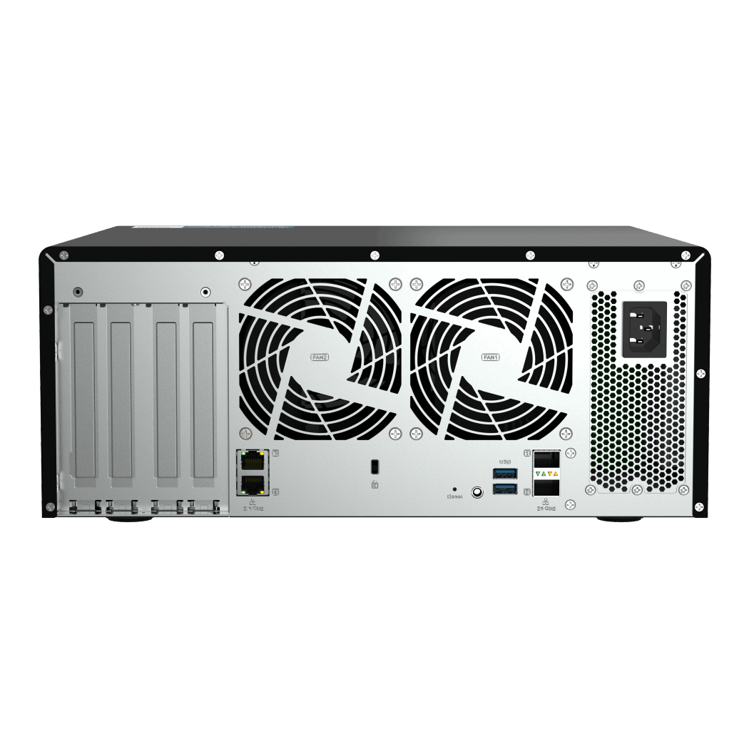QNAP TS-h1290FX-7302P-256G NAS Back View (I/O ports)