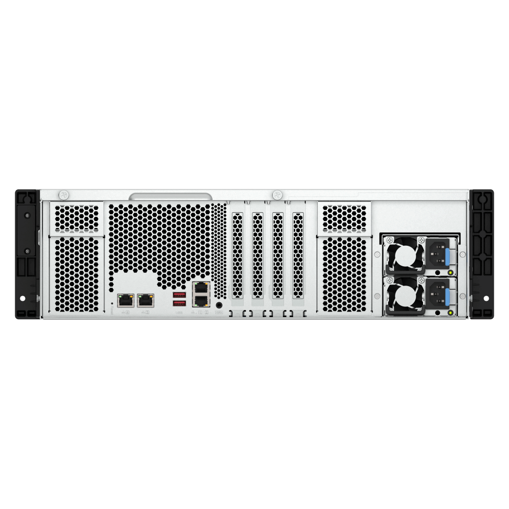 QNAP TS-h1677AXU-RP-R7-32G NAS Back View (I/O ports)
