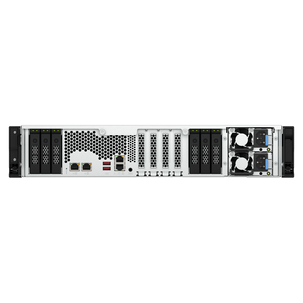 QNAP TS-H3077AFU-R5-32G NAS Back View (I/O ports)