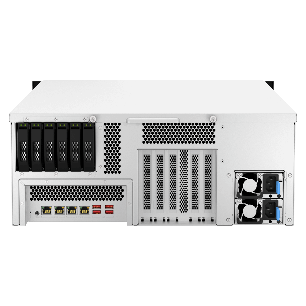 QNAP TS-h3087XU-RP-E2378-64G NAS Back View (I/O ports)