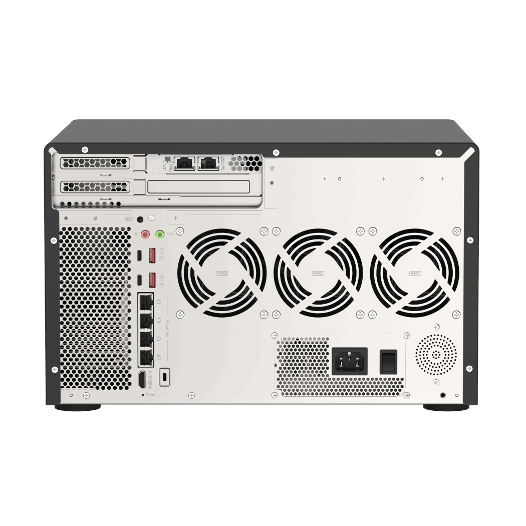 QNAP TVS-h1288X-W1250-16G NAS Back View (I/O ports)