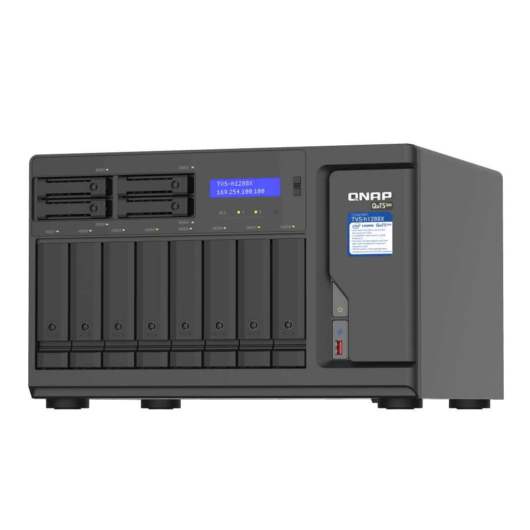 QNAP TVS-h1288X-W1250-16G NAS Front View